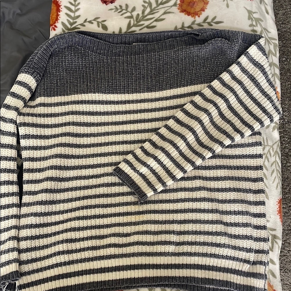 Striped Gray and White Sweater
